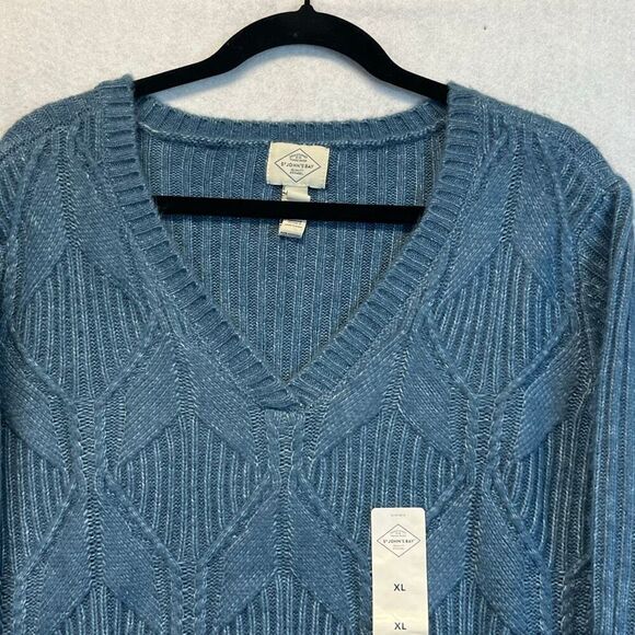 ST. JOHN’S BAY Women’s Pullover Sweater XL Denim Blue V Neck Long Sleeve NWT - Picture 5 of 15
